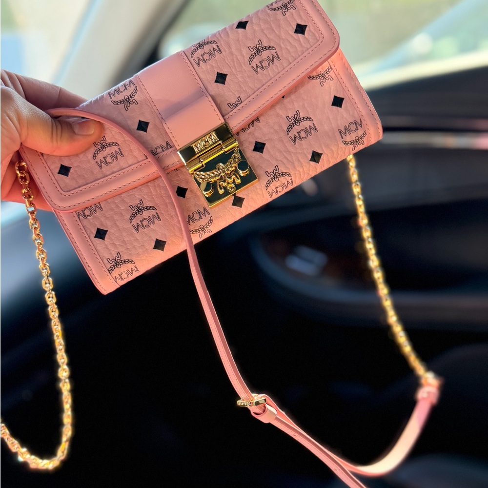 MCM Gold Leather Chain Wallet